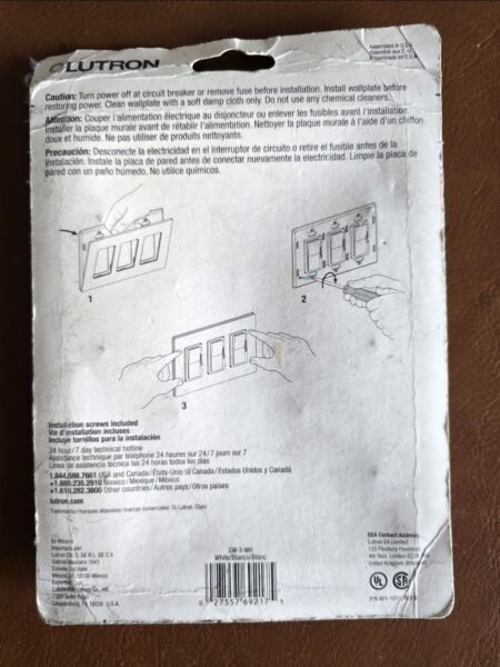 Placa de pared LUTRON 3 espacios